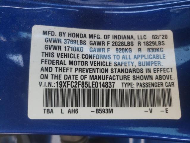 19XFC2F85LE014837 - 2020 HONDA CIVIC SPORT 蓝色 照片 12