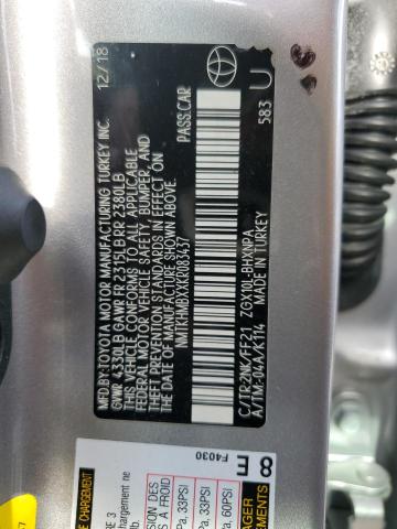 NMTKHMBXXKR083437 - 2019 TOYOTA C-HR XLE SILVER photo 13