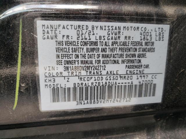 3N1AB8DV2MY242712 - 2021 NISSAN SENTRA SR BLACK photo 12