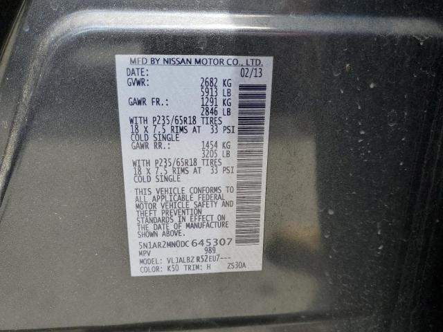 5N1AR2MN0DC645307 - 2013 NISSAN PATHFINDER S GRAY photo 13