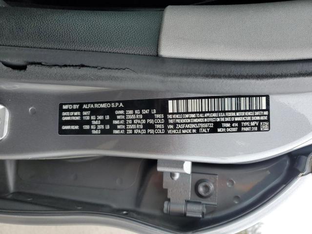 ZASFAKBN3J7B59722 - 2018 ALFA ROMEO STELVIO TI SILVER photo 12