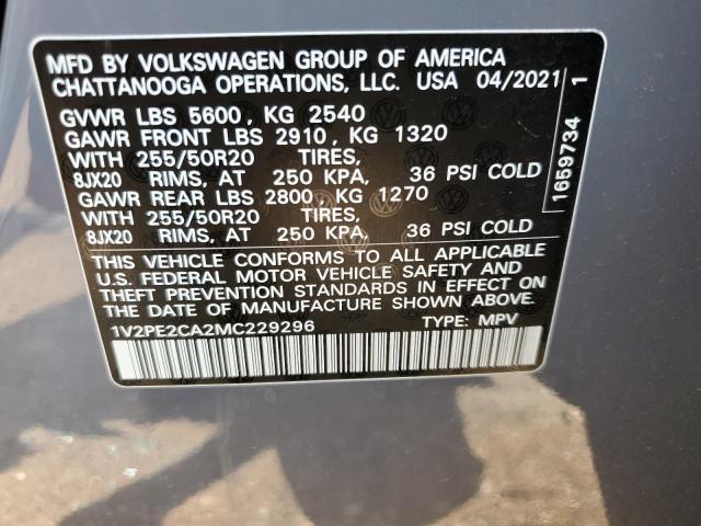 1V2PE2CA2MC229296 - 2021 VOLKSWAGEN ATLAS CROS SE GRAY photo 13