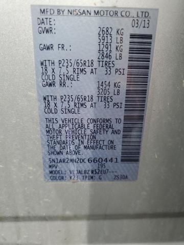 5N1AR2MN2DC660441 - 2013 NISSAN PATHFINDER S SILVER photo 12