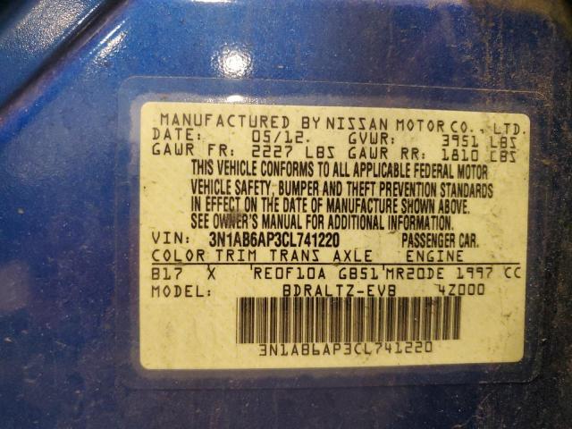 3N1AB6AP3CL741220 - 2012 NISSAN SENTRA 2.0 BLUE photo 12