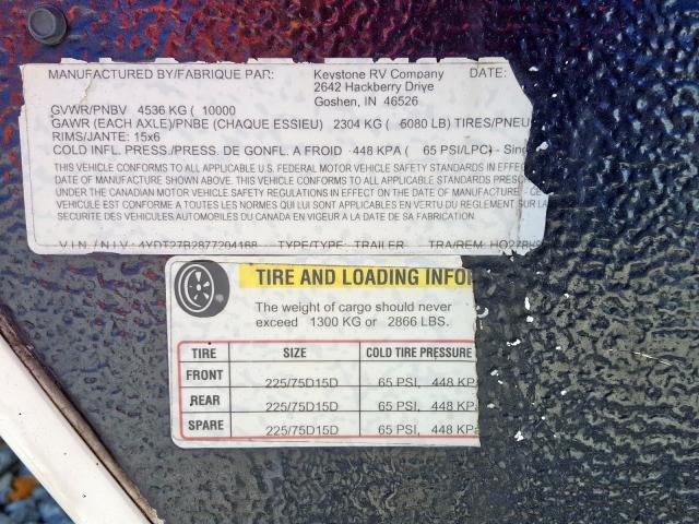 4YDT27B2877204168 - 2007 KEYSTONE HORNET  photo 10