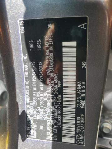 5TDJKRFH8FS174906 - 2015 TOYOTA HIGHLANDER XLE رمادي صورة 13