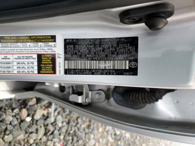 4T1BF1FK2EU397356 - 2014 TOYOTA CAMRY L SILVER photo 13