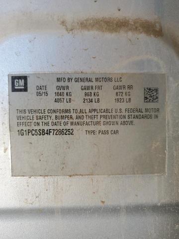 1G1PC5SB4F7286252 - 2015 CHEV CRUZE LT SILVER photo 12