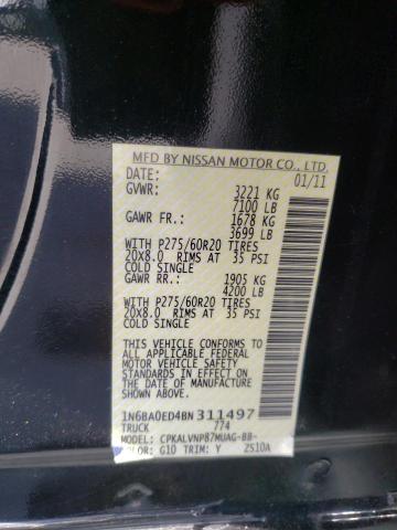 1N6BA0ED4BN311497 - 2011 NISSAN TITAN S BLACK photo 12