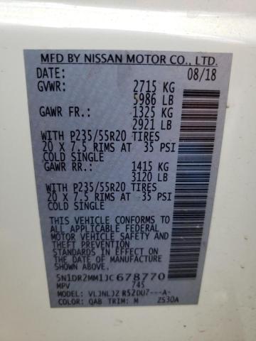 5N1DR2MM1JC678770 - 2018 NISSAN PATHFINDER S WHITE photo 13