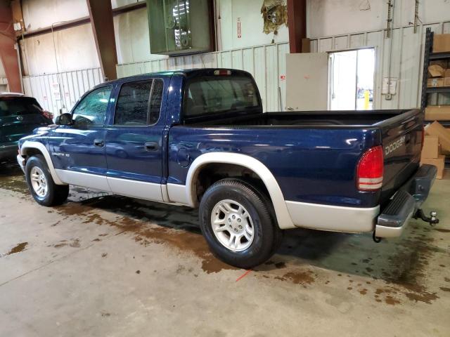 1B7HL48N52S713257 - 2002 DODGE DAKOTA QUAD SLT BLUE photo 2