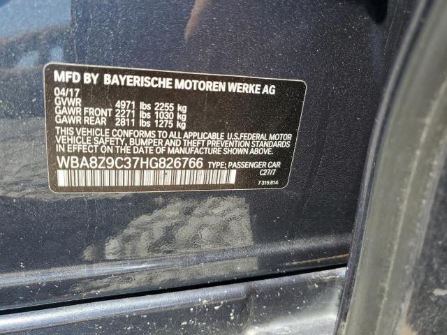 WBA8Z9C37HG826766 - 2017 BMW 330 XIGT GRAY photo 12