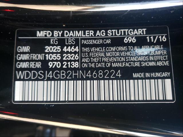 WDDSJ4GB2HN468224 - 2017 MERCEDES-BENZ CLA 250 4MATIC BLACK photo 10