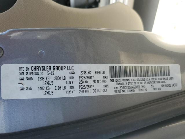 2C4RC1CG5DR778058 - 2013 CHRYSLER TOWN & COU TOURING L SILVER photo 13