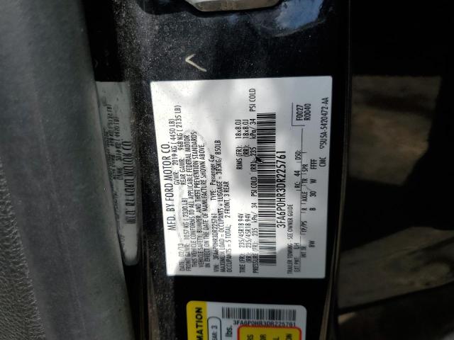 3FA6P0HR3DR225761 - 2013 FORD FUSION SE BLACK photo 12