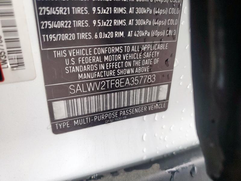 SALWV2TF8EA357783 - 2014 LAND ROVER RANGE ROVE AUTOBIOGRAPHY WHITE photo 12