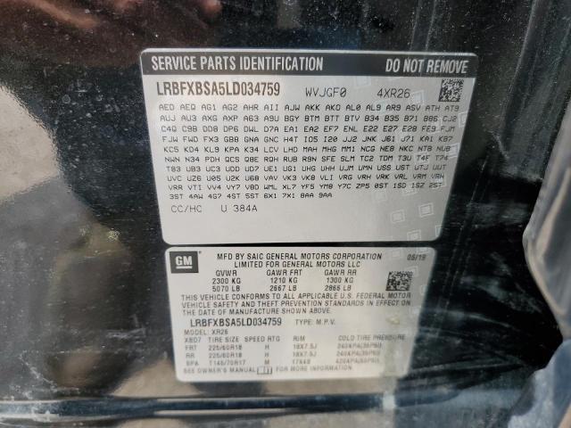 LRBFXBSA5LD034759 - 2020 BUICK ENVISION PREFERRED BLACK photo 14