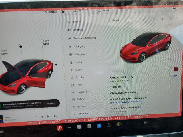 5YJ3E1EAXKF190710 - 2019 TESLA MODEL 3 RED photo 9