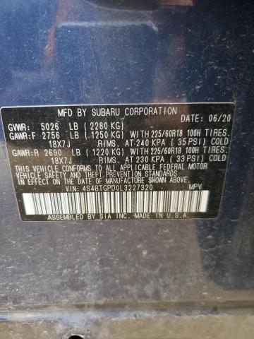 4S4BTGPD0L3227320 - 2020 SUBARU OUTBACK TOURING LDL BLUE photo 12