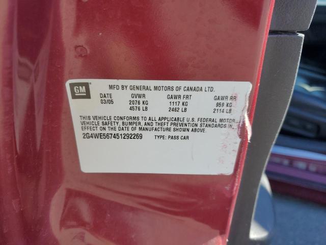 2G4WE567451292269 - 2005 BUICK LACROSSE CXS RED photo 13