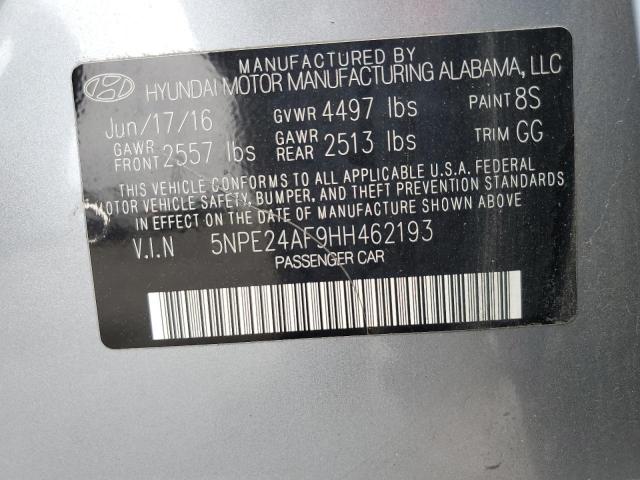 5NPE24AF9HH462193 - 2017 HYUNDAI SONATA SE GRAY photo 12