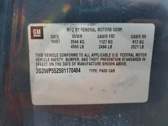 2G2WP552581170484 - 2008 PONTIAC GRAND PRIX 蓝色 照片 12