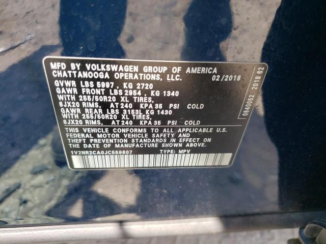 1V2NR2CA0JC559607 - 2018 VOLKSWAGEN ATLAS SEL PREMIUM BLUE photo 13