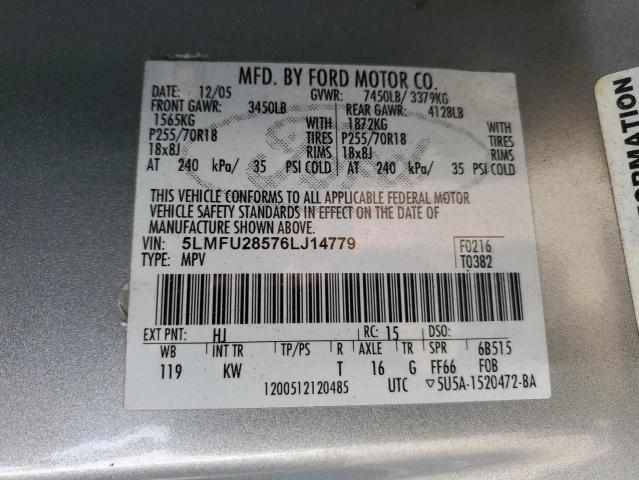 5LMFU28576LJ14779 - 2006 LINCOLN NAVIGATOR SILVER photo 14