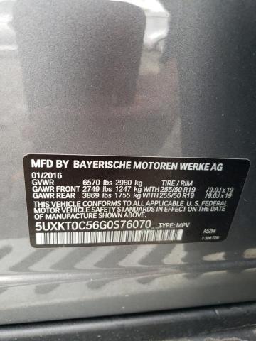 5UXKT0C56G0S76070 - 2016 BMW X5 XDR40E GRAY photo 12