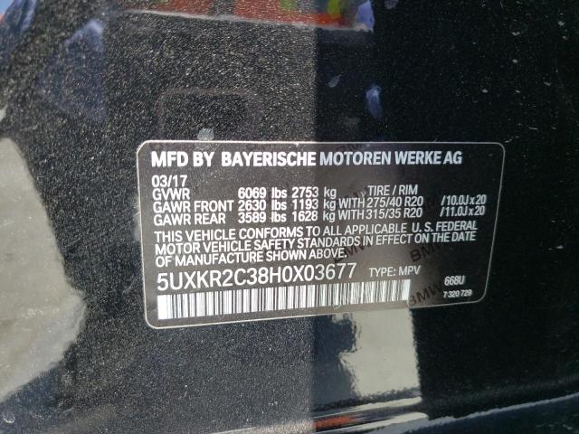 5UXKR2C38H0X03677 - 2017 BMW X5 SDRIVE35I BLACK photo 12