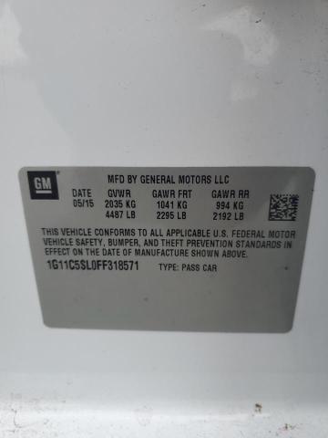 1G11C5SL0FF318571 - 2015 CHEVROLET MALIBU 1LT WHITE photo 12