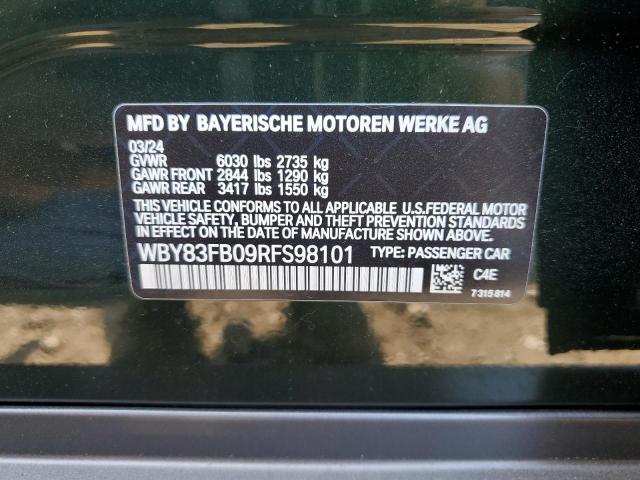 WBY83FB09RFS98101 - 2024 BMW I4 XDRIVE 40 GREEN photo 12