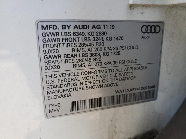 WA1LXAF74LD001646 - 2020 AUDI Q7 PREMIUM PLUS WHITE photo 13