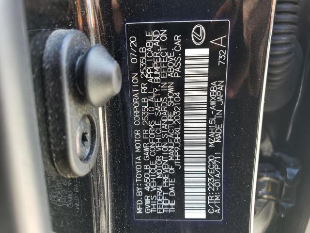 JTHP9JBHXL2032104 - 2020 LEXUS UX 250H BLACK photo 12