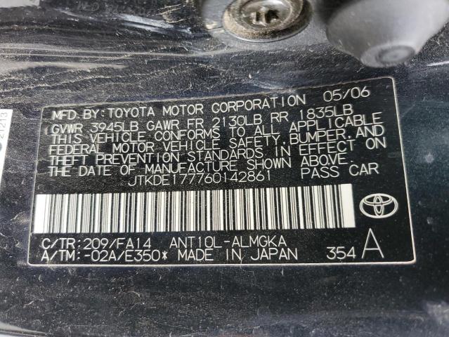 JTKDE177760142861 - 2006 TOYOTA SCION TC 黑色 照片 12