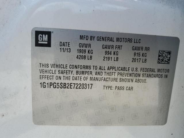 1G1PG5SB2E7220317 - 2014 CHEVROLET CRUZE LTZ WHITE photo 12