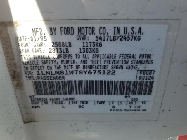 1LNLM81W7SY675122 - 1995 LINCOLN TOWN CAR EXECUTIVE WHITE photo 12