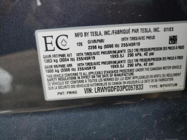 LRWYGDFD3PC057833 - 2023 TESLA MODEL Y 石墨色 照片 12