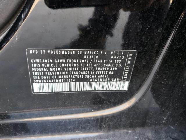 3VW2K7AJ6DM311614 - 2013 VOLKSWAGEN JETTA BASE أسود صورة 13
