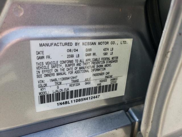 1N4BL11D85N412447 - 2005 NISSAN ALTIMA SE SILVER photo 12