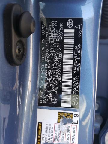 JTDKB20U357022719 - 2005 TOYOTA PRIUS BLUE photo 12