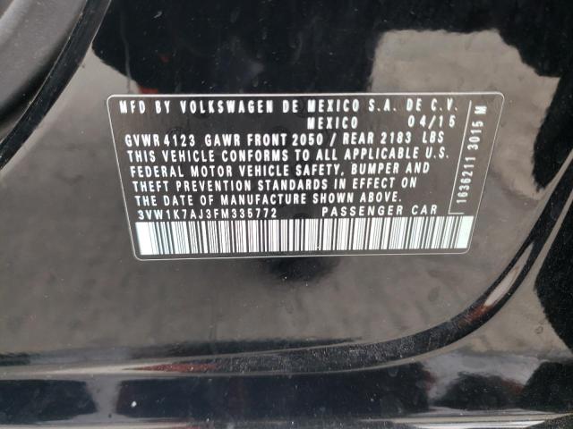 3VW1K7AJ3FM335772 - 2015 VOLKSWAGEN JETTA BASE 黑色 照片 12
