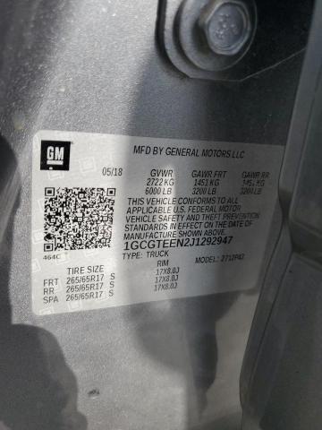 1GCGTEEN2J1292947 - 2018 CHEVROLET COLORADO ZR2 GRAY photo 12