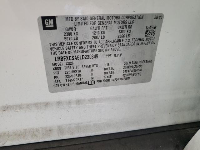 LRBFXCSA5LD230349 - 2020 BUICK ENVISION ESSENCE Weiß Foto 14