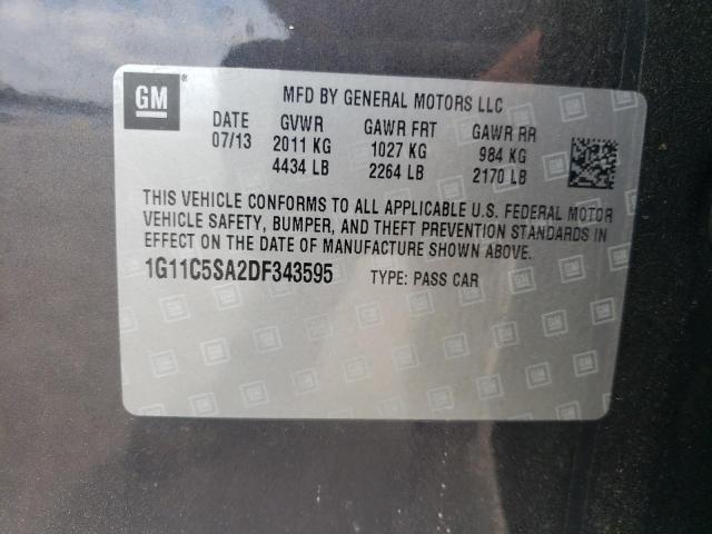 1G11C5SA2DF343595 - 2013 CHEVROLET MALIBU 1LT BLACK photo 12