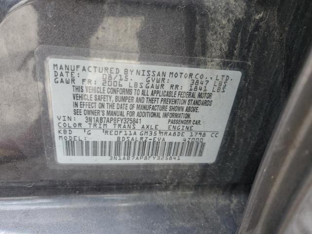 3N1AB7AP8FY325841 - 2015 NISSAN SENTRA S GRAY photo 12