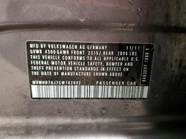 WVWHD7AJ7CW182692 - 2012 VOLKSWAGEN GTI GRAY photo 13