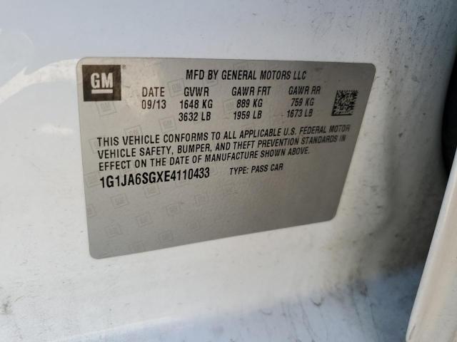 1G1JA6SGXE4110433 - 2014 CHEVROLET SONIC LS 白色 照片 12