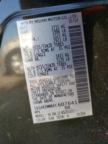 5N1AR2MM6FC607641 - 2015 NISSAN PATHFINDER S შავი ფოტო 10