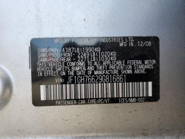 JF1GH76629G816861 - 2009 SUBARU IMPREZA WRX SILVER photo 12